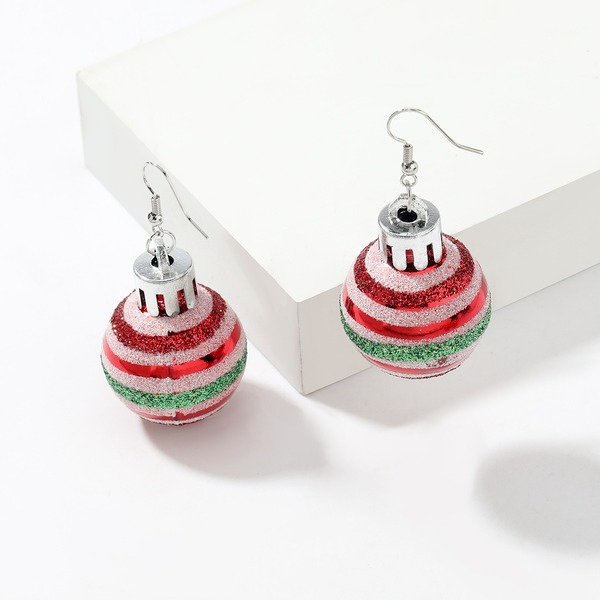 Wholesale red striped lights spherical Christmas resin earrings JDC-ES-JY006 Earrings JoyasDeChina Wholesale Jewelry JoyasDeChina Joyas De China