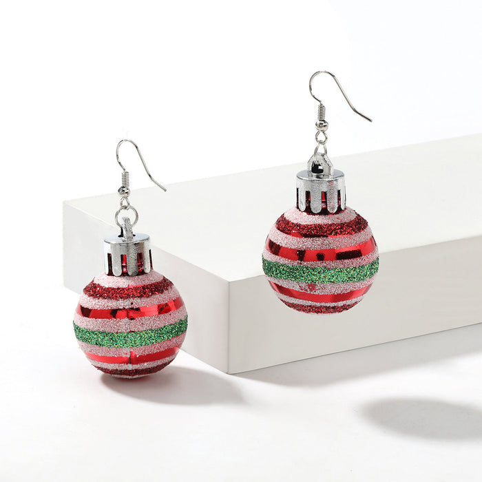 Wholesale red striped lights spherical Christmas resin earrings JDC-ES-JY006 Earrings JoyasDeChina Red stripes Wholesale Jewelry JoyasDeChina Joyas De China