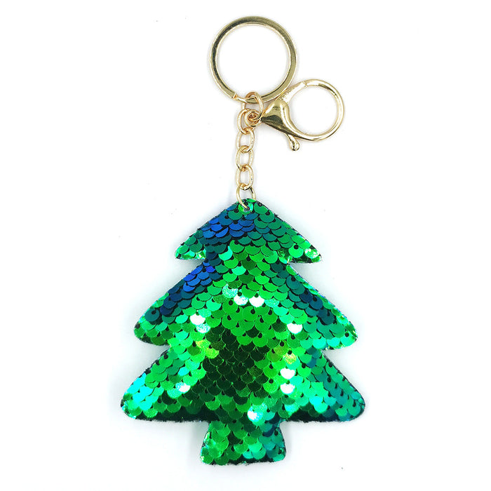 Wholesale reflective Sequin Christmas tree keychains JDC-KC-YD024 Keychains 帝雁 green gold Wholesale Jewelry JoyasDeChina Joyas De China