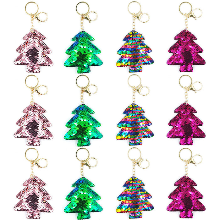 Wholesale reflective Sequin Christmas tree keychains JDC-KC-YD024 Keychains 帝雁 random gold Wholesale Jewelry JoyasDeChina Joyas De China