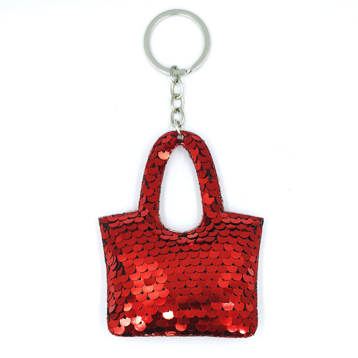 Wholesale reflective Sequin Handbag Keychains JDC-KC-YD034 Keychains 帝雁 red 9cm Wholesale Jewelry JoyasDeChina Joyas De China