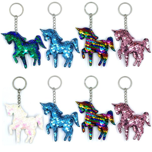 Wholesale reflective Sequin Unicorn keychains JDC-KC-YD027 Keychains 帝雁 Wholesale Jewelry JoyasDeChina Joyas De China