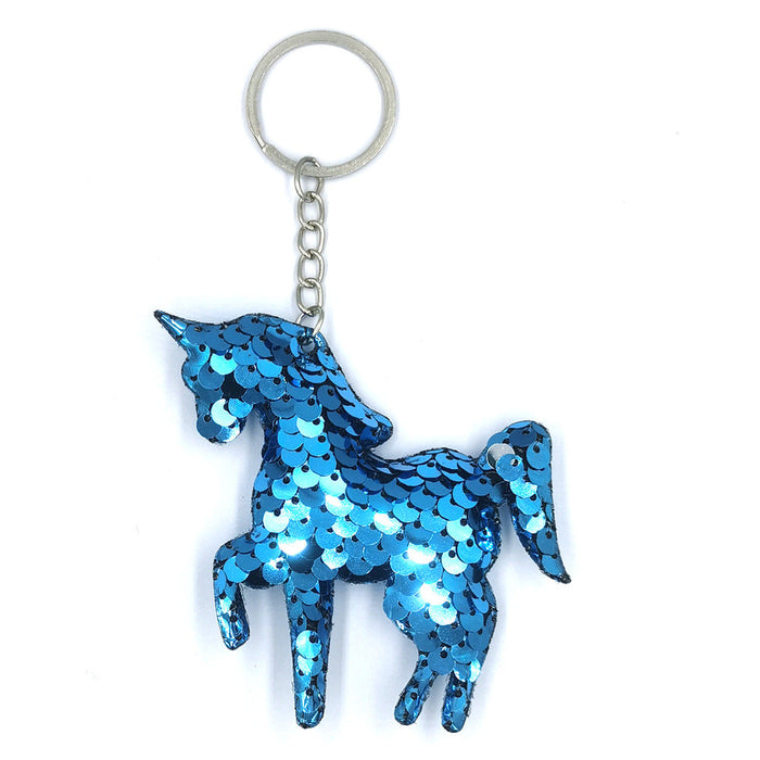 Wholesale reflective Sequin Unicorn keychains JDC-KC-YD027 Keychains 帝雁 blue Wholesale Jewelry JoyasDeChina Joyas De China
