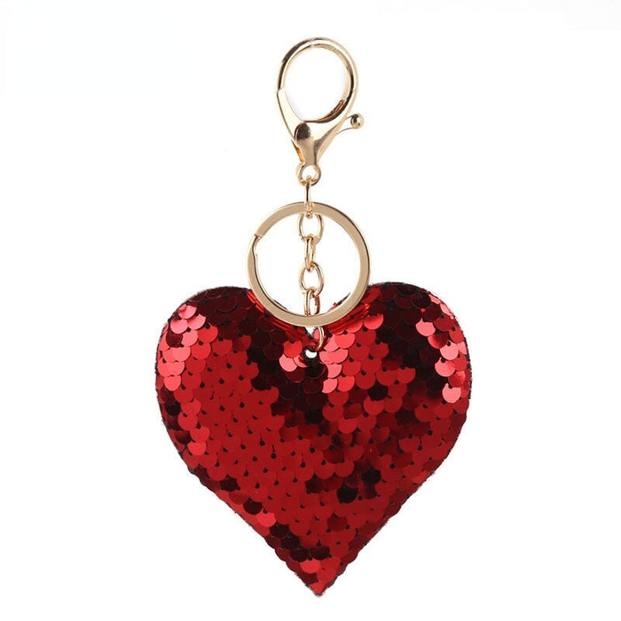 Wholesale Reflective Sequins Heart Keychain JDC-KC-PRY007 Keychains 彭日耀 red Sequin Heart Wholesale Jewelry JoyasDeChina Joyas De China
