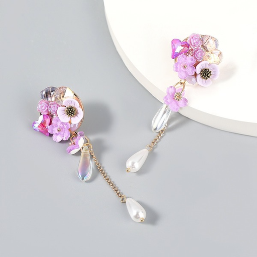 Wholesale resin acrylic flower imitation pearl alloy earrings JDC-ES-JL123 Earrings JoyasDeChina Wholesale Jewelry JoyasDeChina Joyas De China