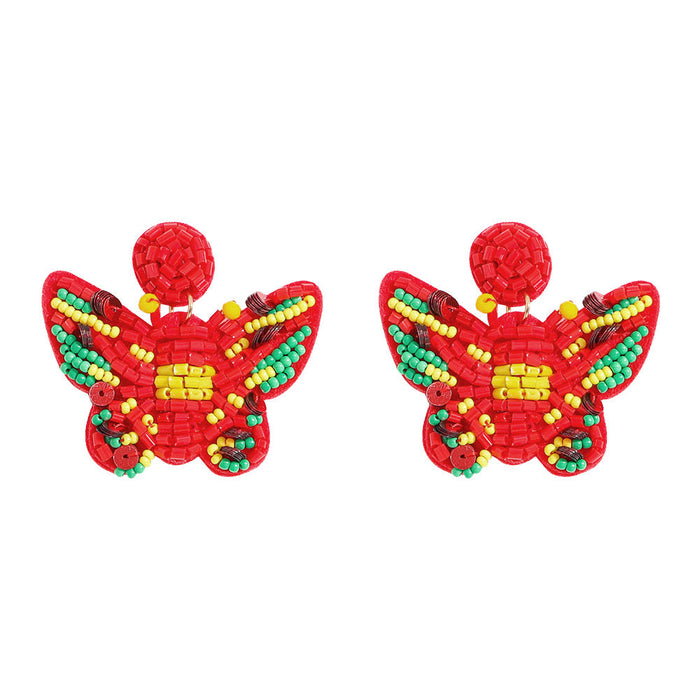 Wholesale Resin Bead Butterfly Earrings JDC-ES-JQ184 Earrings JoyasDeChina red Wholesale Jewelry JoyasDeChina Joyas De China