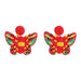 Wholesale Resin Bead Butterfly Earrings JDC-ES-JQ184 Earrings JoyasDeChina red Wholesale Jewelry JoyasDeChina Joyas De China