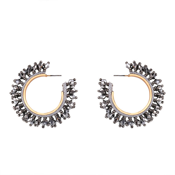 Wholesale resin C-shaped black Earrings JDC-ES-AS049 Earrings 翱?N sliver Wholesale Jewelry JoyasDeChina Joyas De China