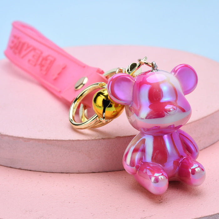 Wholesale resin colorful sitting violent bear keychain JDC-KC-WS050 Keychains 围颂 pink Wholesale Jewelry JoyasDeChina Joyas De China
