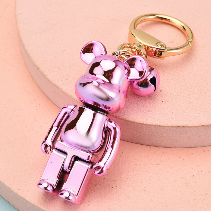 Wholesale resin cool violent bear keychain JDC-KC-WS087 Keychains 围颂 Pink (gold buckle) Wholesale Jewelry JoyasDeChina Joyas De China