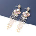 Wholesale resin flower acrylic imitation pearl alloy earrings JDC-ES-JL142 Earrings JoyasDeChina purple Wholesale Jewelry JoyasDeChina Joyas De China
