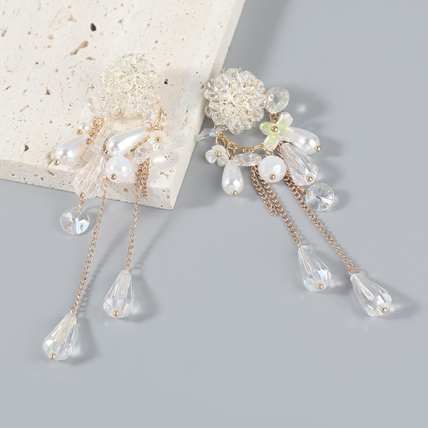 Wholesale resin flower imitation pearl alloy earrings JDC-ES-JL121 Earrings JoyasDeChina Wholesale Jewelry JoyasDeChina Joyas De China
