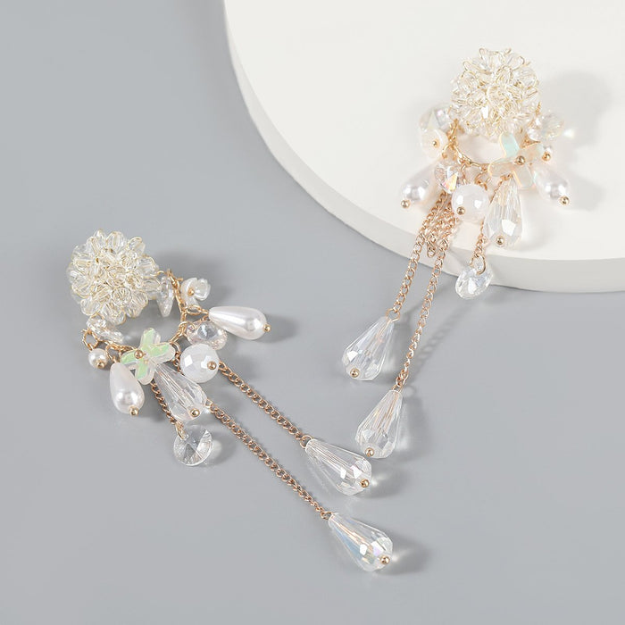 Wholesale resin flower imitation pearl alloy earrings JDC-ES-JL121 Earrings JoyasDeChina white Wholesale Jewelry JoyasDeChina Joyas De China