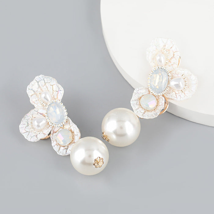 Wholesale resin flower pearl alloy earrings JDC-ES-JL134 Earrings JoyasDeChina white Wholesale Jewelry JoyasDeChina Joyas De China