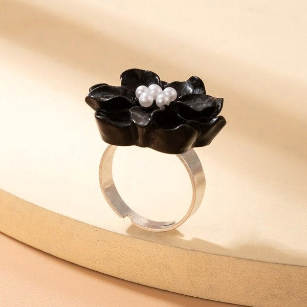 Wholesale resin flower pearl single ring JDC-RS-C343 Rings 咏歌 Wholesale Jewelry JoyasDeChina Joyas De China