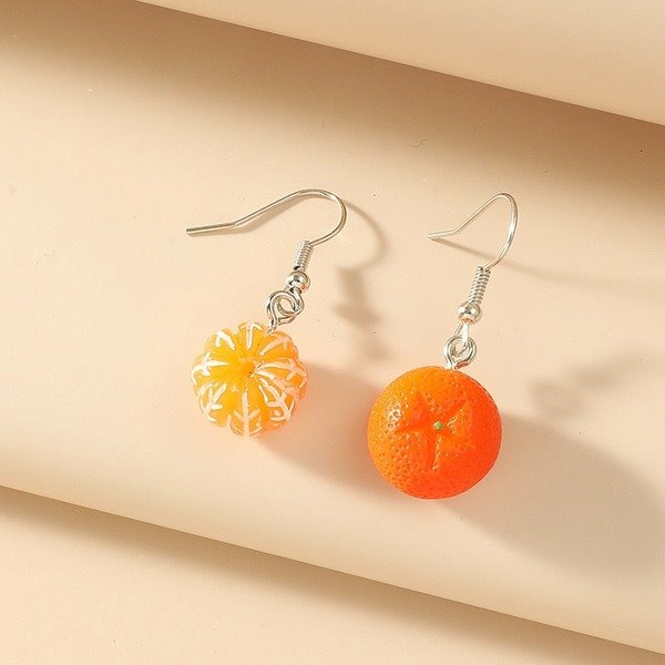 Wholesale resin orange acrylic fruit Earrings JDC-ES-E011 Earrings 奈珠 Wholesale Jewelry JoyasDeChina Joyas De China