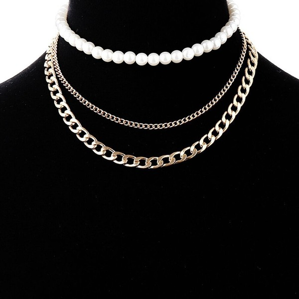 Bulk Jewelry Wholesale resin pearl chain three-layer necklaces JDC-NE-sf039 Wholesale factory from China YIWU China