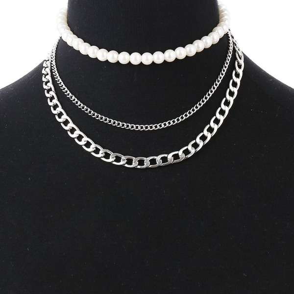 Bulk Jewelry Wholesale resin pearl chain three-layer necklaces JDC-NE-sf039 Wholesale factory from China YIWU China