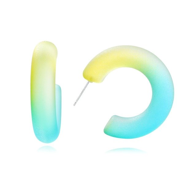 Wholesale resin rainbow color C-shaped earrings JDC-ES-JQ199 Earrings 佳琪 Wholesale Jewelry JoyasDeChina Joyas De China