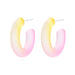 Wholesale resin rainbow color C-shaped earrings JDC-ES-JQ199 Earrings 佳琪 pink Wholesale Jewelry JoyasDeChina Joyas De China