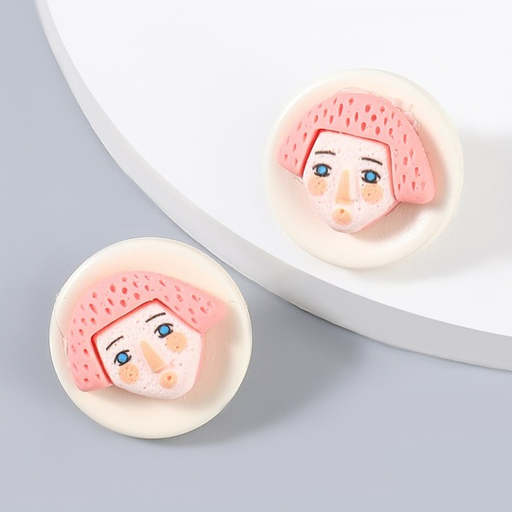 Wholesale resin round pink girl Earrings JDC-ES-JL558 Earrings JoyasDeChina Wholesale Jewelry JoyasDeChina Joyas De China
