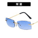 Wholesale Resin Small Frame Frameless Personality Fashion Round Face Sunglasses JDC-SG-KD032 Sunglasses JoyasDeChina Double Blue As shown in the picture Wholesale Jewelry JoyasDeChina Joyas De China