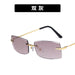Wholesale Resin Small Frame Frameless Personality Fashion Round Face Sunglasses JDC-SG-KD032 Sunglasses JoyasDeChina Double grey As shown in the picture Wholesale Jewelry JoyasDeChina Joyas De China