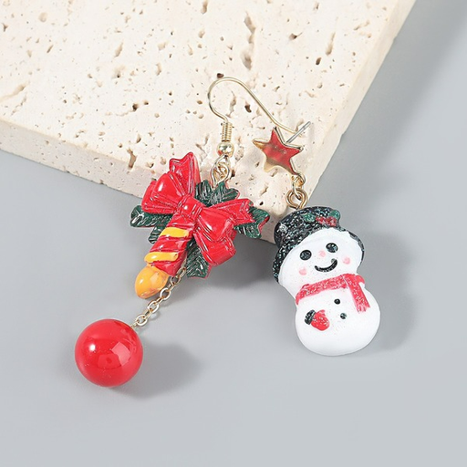 Wholesale resin Snowman Christmas candle Bow Earrings JDC-ES-JL572 Earrings JoyasDeChina Wholesale Jewelry JoyasDeChina Joyas De China