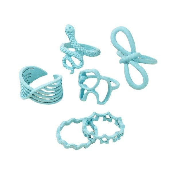 Wholesale resin spray paint snake-shaped ring six-piece set JDC-RS-C341 Rings 咏歌 Wholesale Jewelry JoyasDeChina Joyas De China
