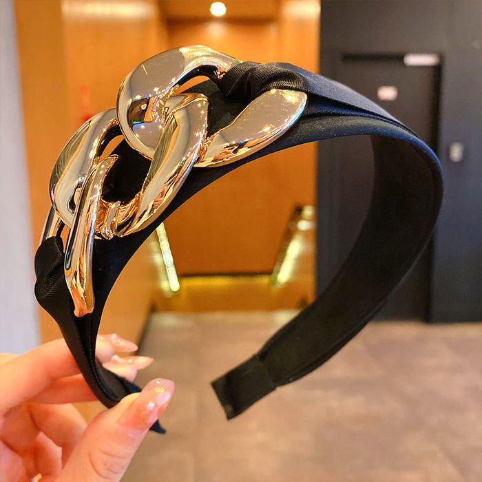 Wholesale resin thick chain fabric headband JDC-HD-i118 Headband JoyasDeChina gold Wholesale Jewelry JoyasDeChina Joyas De China