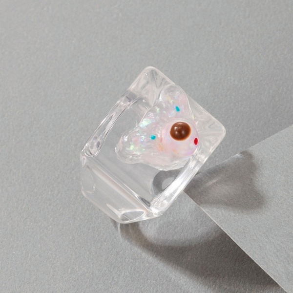 Bulk Jewelry Wholesale Resin Transparent Bear Lovely Multicolor Wide Ring JDC-RS-C154 Wholesale factory from China YIWU China