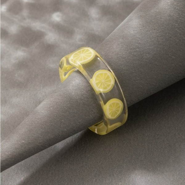Bulk Jewelry Wholesale Resin Transparent Fruit Acrylic Handmade Rings JDC-RS-C171 Wholesale factory from China YIWU China