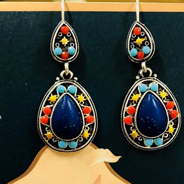 Wholesale retro blue earrings bohemian ethnic style alloy Earrings JDC-ES-WN035 Earrings 薇妮 Wholesale Jewelry JoyasDeChina Joyas De China
