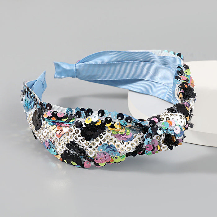 Wholesale retro fabric knotted floral embroidery headband JDC-HD-JL003 Headband JoyasDeChina cyan-blue Wholesale Jewelry JoyasDeChina Joyas De China