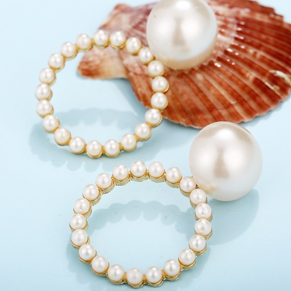 Bulk Jewelry Wholesale retro simple hollow circle inlaid pearl earrings JDC-ES-F307 Wholesale factory from China YIWU China