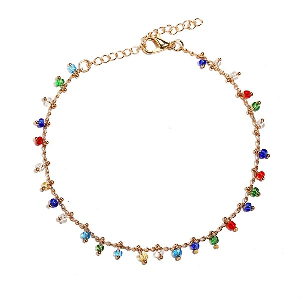 Bulk Jewelry Wholesale retro simple rainbow color glass bead alloy Anklet JDC-AS-F399 Wholesale factory from China YIWU China