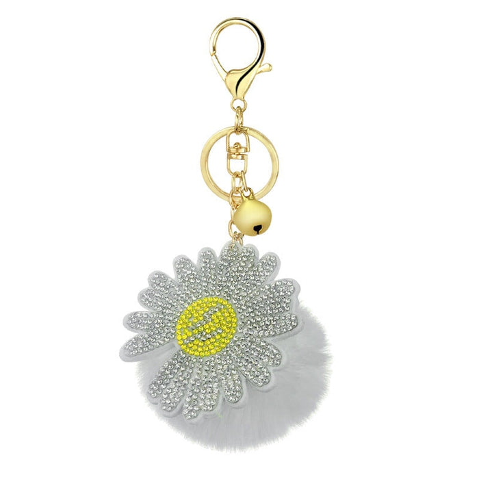 Wholesale rex rabbit hair daisies keychain MOQ≥10 JDC-KC-YZ014 Keychains 永泽 2b minimum 10 pieces for wholesale Wholesale Jewelry JoyasDeChina Joyas De China