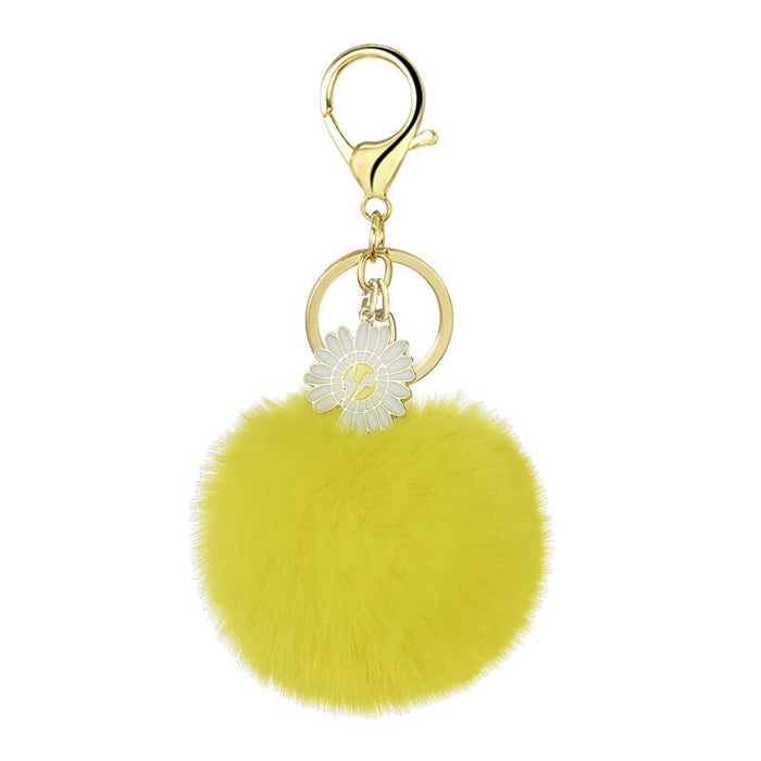 Wholesale rex rabbit hair daisies keychain MOQ≥10 JDC-KC-YZ014 Keychains 永泽 3h minimum 10 pieces for wholesale Wholesale Jewelry JoyasDeChina Joyas De China