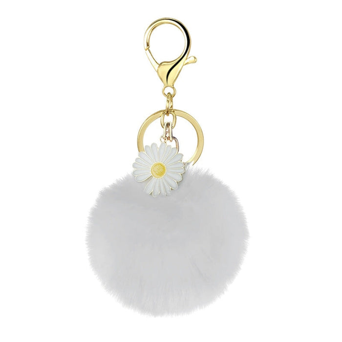 Wholesale rex rabbit hair daisies keychain MOQ≥10 JDC-KC-YZ014 Keychains 永泽 4b minimum 10 pieces for wholesale Wholesale Jewelry JoyasDeChina Joyas De China