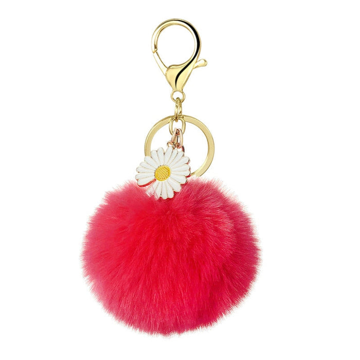 Wholesale rex rabbit hair daisies keychain MOQ≥10 JDC-KC-YZ014 Keychains 永泽 4h minimum 10 pieces for wholesale Wholesale Jewelry JoyasDeChina Joyas De China