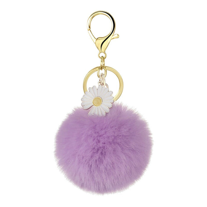 Wholesale rex rabbit hair daisies keychain MOQ≥10 JDC-KC-YZ014 Keychains 永泽 4z minimum 10 pieces for wholesale Wholesale Jewelry JoyasDeChina Joyas De China