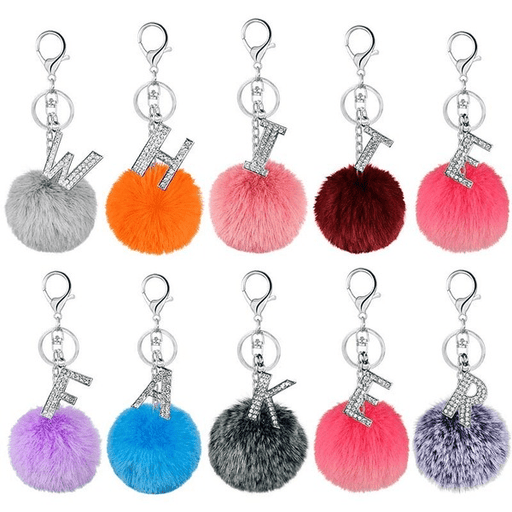 Wholesale rex rabbit hair letter keychain MOQ≥10 JDC-KC-YZ002 Keychains 永泽 Wholesale Jewelry JoyasDeChina Joyas De China
