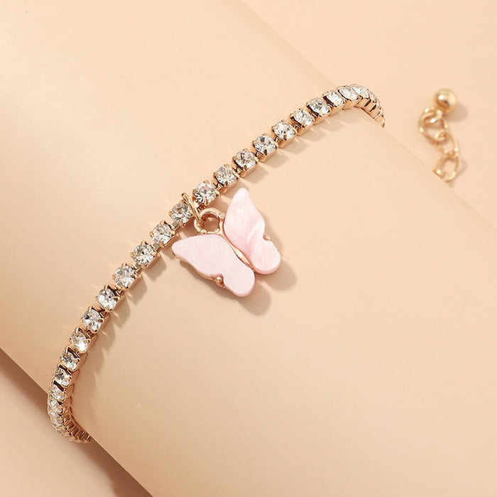 Wholesale Rhinestone Alloy Butterfly Bracelet Tennis Chain JDC-BT-NZ036 Bracelet 奈珠 Wholesale Jewelry JoyasDeChina Joyas De China
