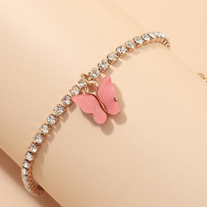 Wholesale Rhinestone Alloy Butterfly Bracelet Tennis Chain JDC-BT-NZ036 Bracelet 奈珠 Wholesale Jewelry JoyasDeChina Joyas De China