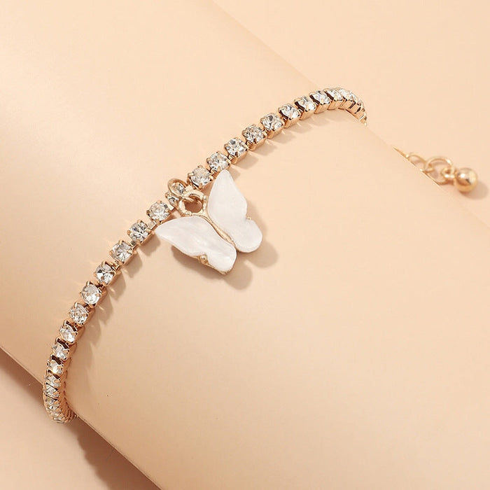 Wholesale Rhinestone Alloy Butterfly Bracelet Tennis Chain JDC-BT-NZ036 Bracelet 奈珠 BZ1234baise Wholesale Jewelry JoyasDeChina Joyas De China