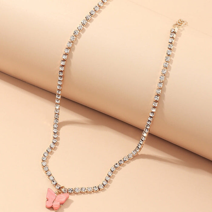Wholesale Rhinestone Alloy Butterfly Bracelet Tennis Chain JDC-BT-NZ036 Bracelet 奈珠 NZ1826xiguahong Wholesale Jewelry JoyasDeChina Joyas De China