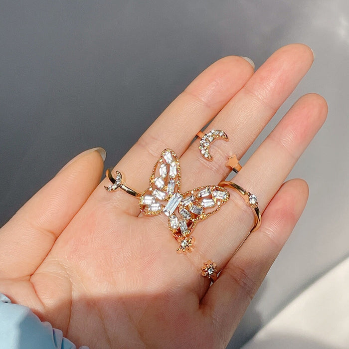 Wholesale Rhinestone Alloy Butterfly Ring Set JDC-RS-F102 Rings 韩之尚 Wholesale Jewelry JoyasDeChina Joyas De China
