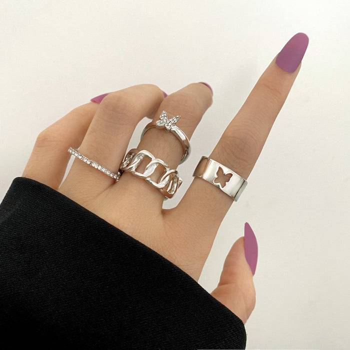 Wholesale Rhinestone Alloy Butterfly Ring Set JDC-RS-F102 Rings 韩之尚 Wholesale Jewelry JoyasDeChina Joyas De China