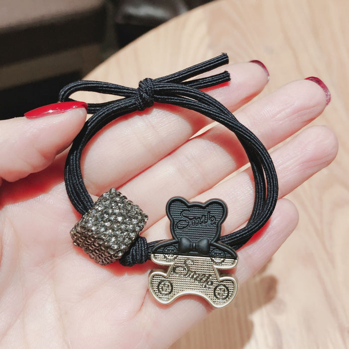 Wholesale Rhinestone Alloy Rubber Band Hair Scrunchies(F) JDC-HS-GSXP010 Hair Scrunchies 宏鑫 bear black Wholesale Jewelry JoyasDeChina Joyas De China