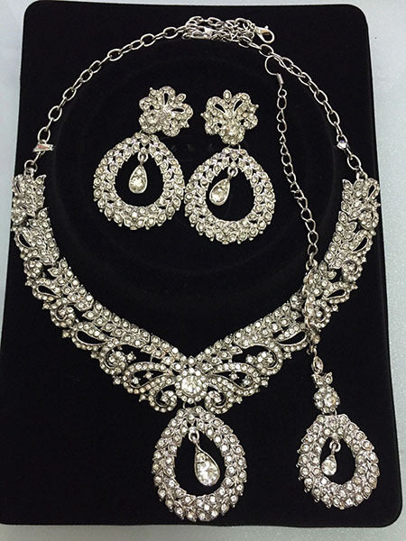 Wholesale Rhinestone Alloy wedding, dress Necklace Earring Set JDC-ST-Linl006 Suit 琳琅 Wholesale Jewelry JoyasDeChina Joyas De China